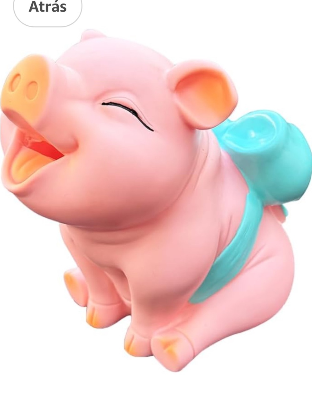 Pink Pig Figurine with Teal Saddle alcancia